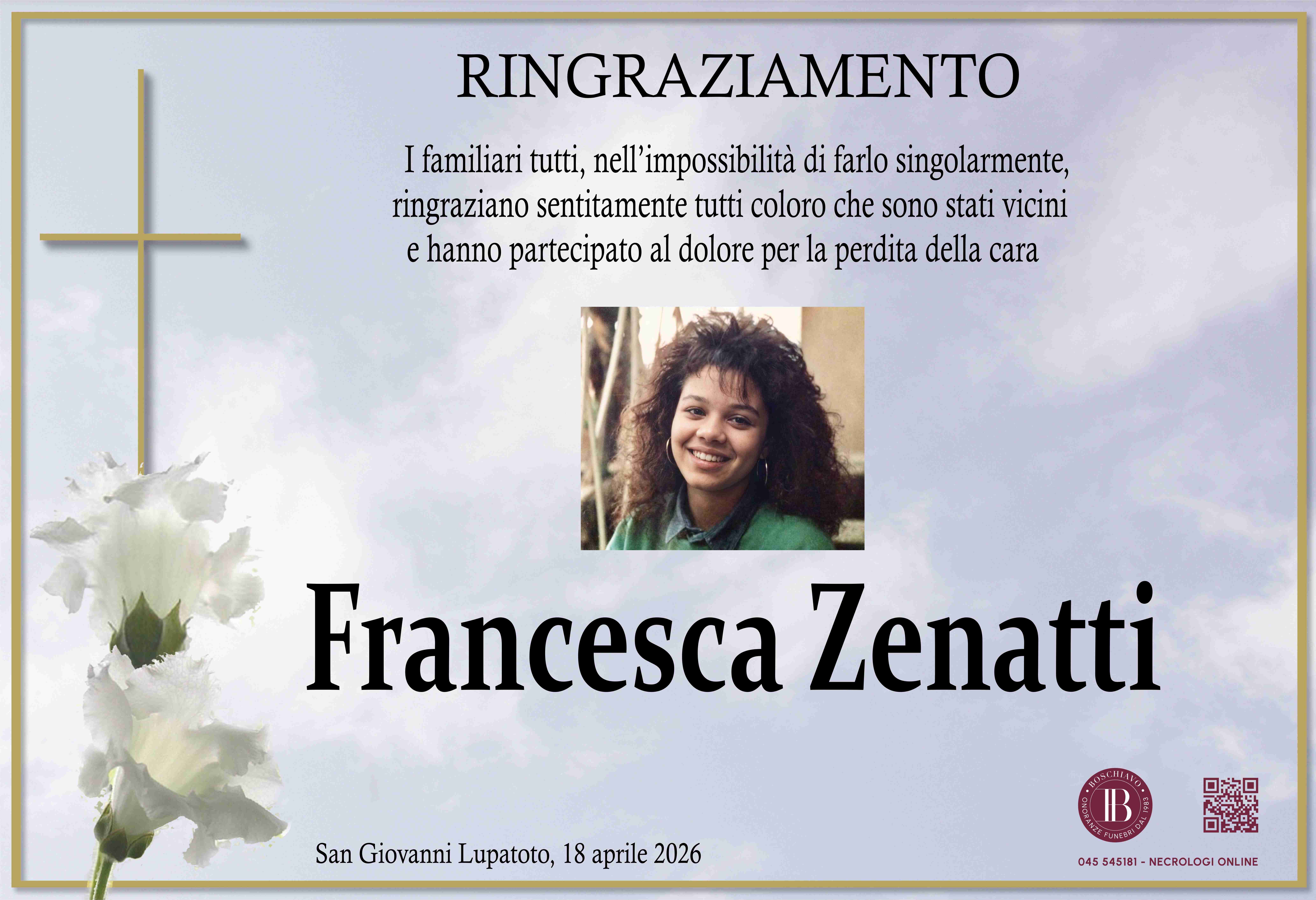Francesca Zenatti Ringraziamento